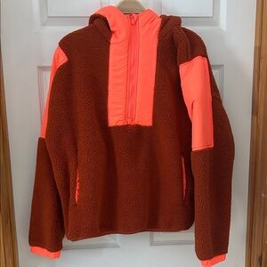 NWOT Free People Movement Lead the Pack-Fleece Hoodie - Orange and brown
